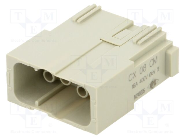Heavy Duty Connector, MIXO Series, Insert, 8 Contacts, Plug, Crimp Pin - Contacts Not Supplied
