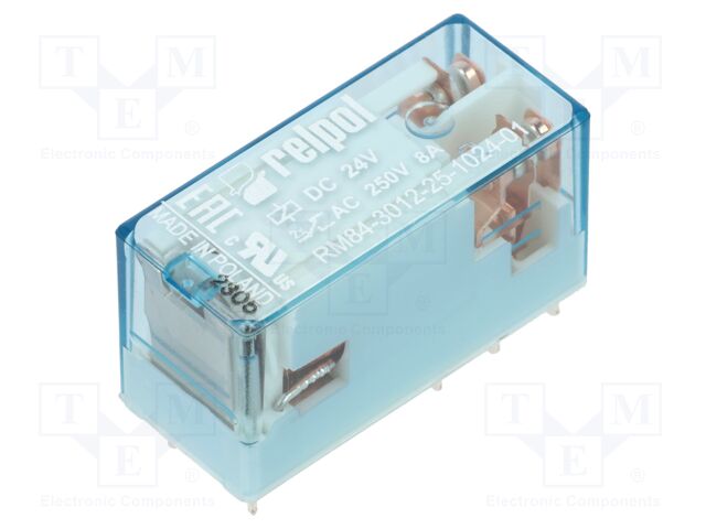 Relay: electromagnetic; DPDT; Ucoil: 24VDC; Icontacts max: 8A; RM84