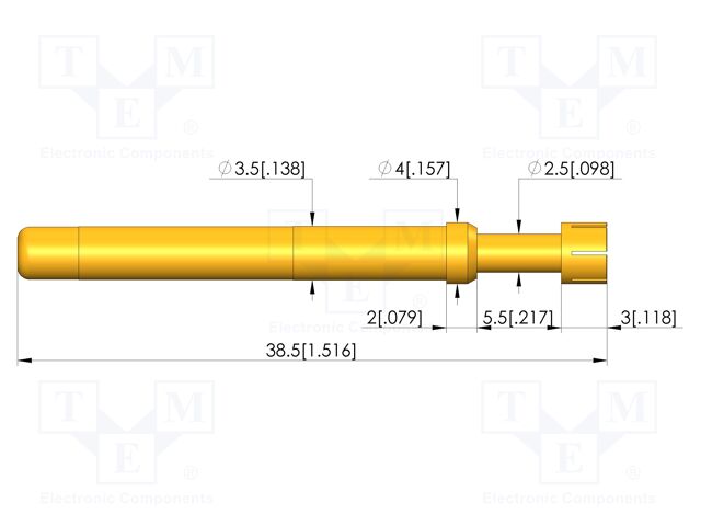 Test needle; Spring compression: 4.4mm; 5.5mm; 10A; CuBe; Ø: 4mm