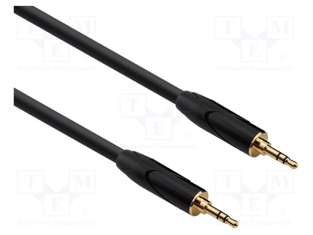Cable; Jack 3.5mm plug,both sides; 8m; black; Øcable: 6mm; PVC