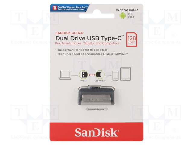 Pendrive; OTG,USB 3.0; 128GB; 150MB/s; USB A,USB C