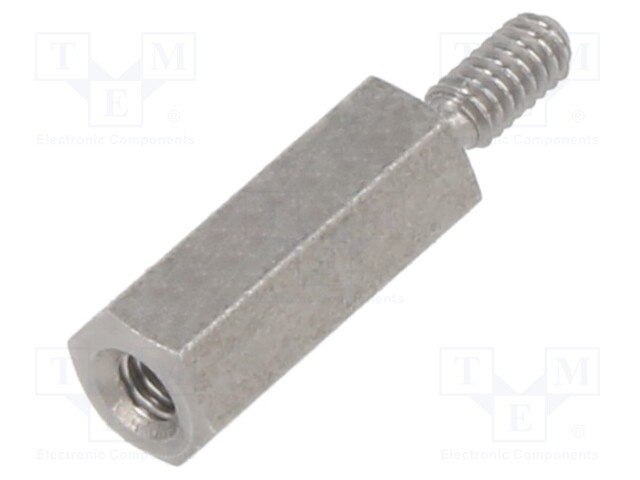 Screwed spacer sleeve; 10mm; Int.thread: M2; Ext.thread: M2