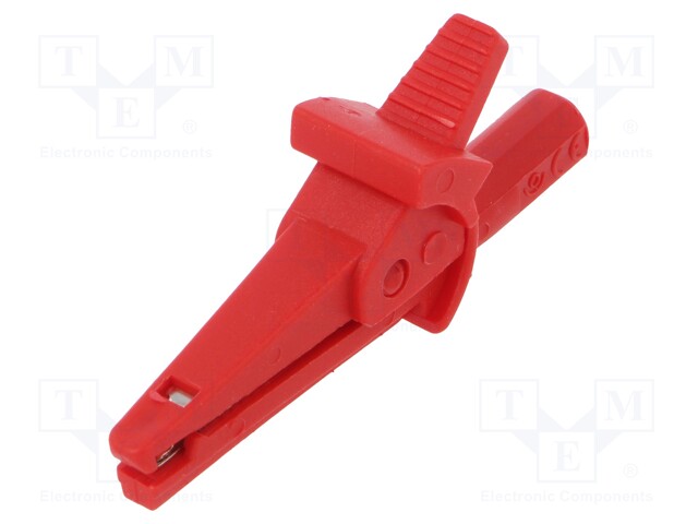 Crocodile clip; 10A; 600VDC; red; Grip capac: max.6mm