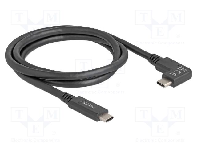 Cable; USB C plug,USB C plug 90° left/right; 1m; black; 10Gbps