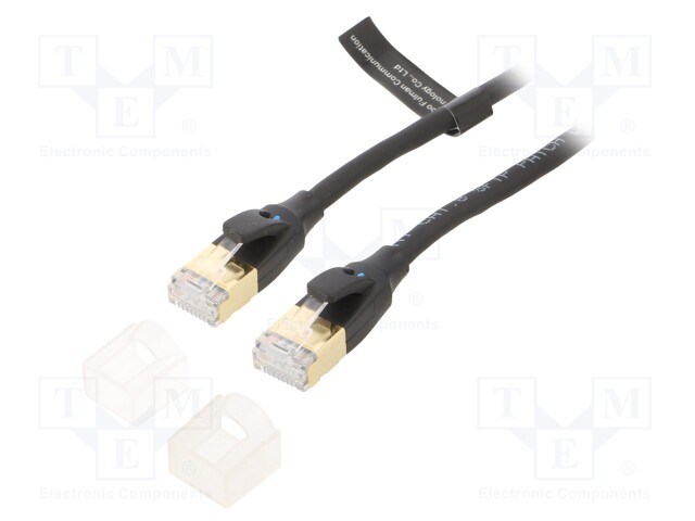 Patch cord; S/FTP; Cat 8; Cu; PVC; black; 1m; RJ45 plug,both sides