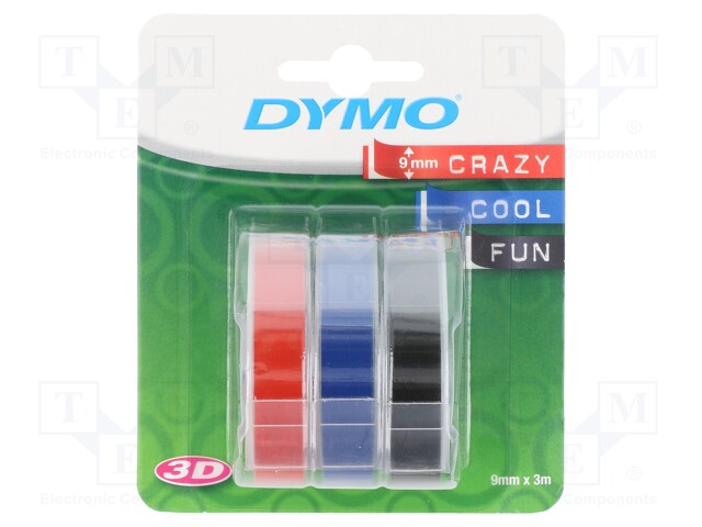 Tape; Width: 9mm; Colour: black, red, blue