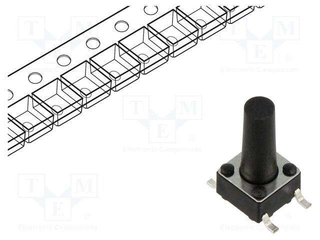 Microswitch TACT; SPST; Pos: 2; 0.05A/12VDC; SMT; 1.57N; 6x6x3.5mm