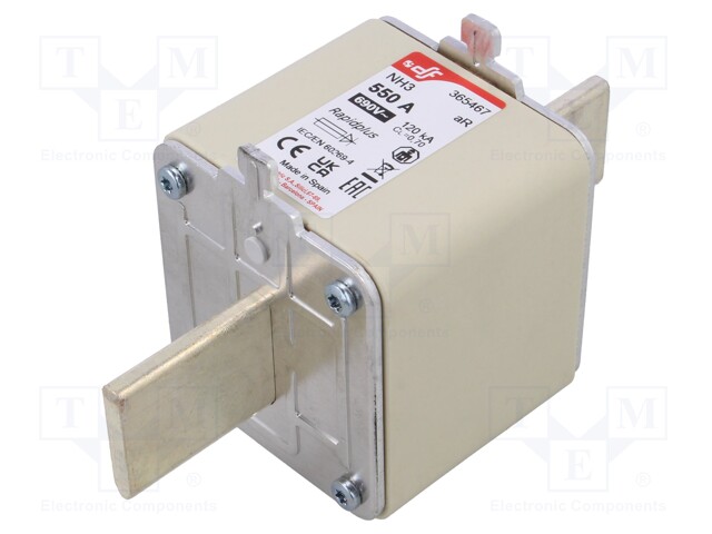 Fuse: fuse; aR; 550A; 690VAC; 550VDC; silver; NH3