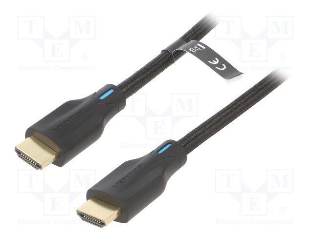 Cable; HDMI 2.1; HDMI plug,both sides; PVC; textile; Len: 2m; black