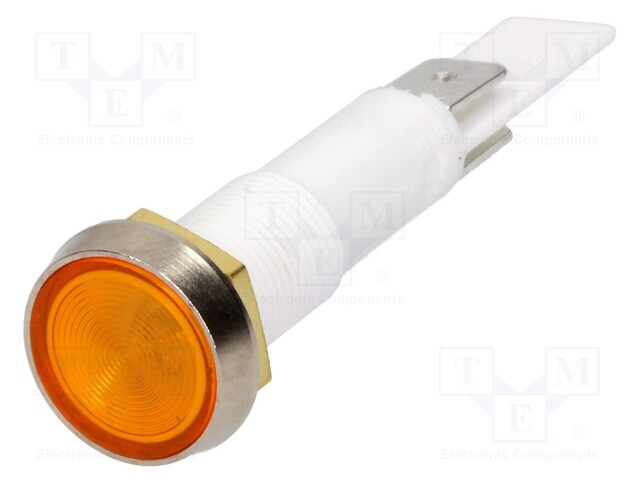 Indicator: with neon lamp; flat; 230VAC; Cutout: Ø10mm; plastic