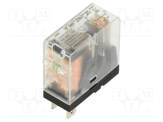 Relay: electromagnetic; SPDT; Ucoil: 24VDC; 10A; max.250VAC; socket