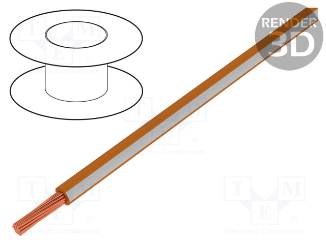 Wire; X07V-K; stranded; Cu; 1.5mm2; orange-white; PVC; 450/750V