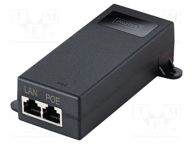 PoE power supply unit; IEC C8 male,RJ45 socket x2; active; 100m
