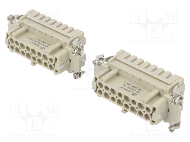 Connector: HDC; contact insert; female; DE; PIN: 32; 32+PE; 16A; 500V