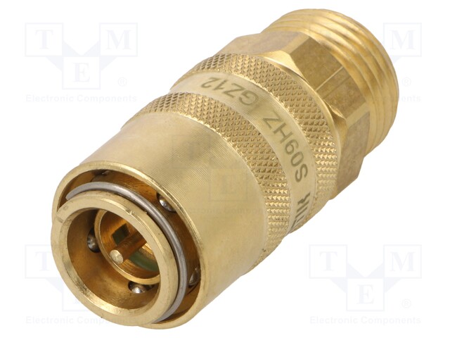 Quick connection coupling; straight,with valve; 15bar; Seal: FPM