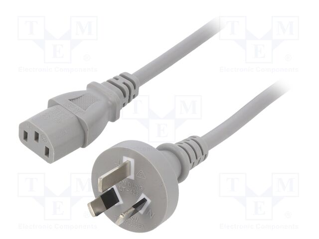 Cable; 3x1mm2; AS/NZS 3112 (I) plug,IEC C13 female; PVC; 3m; grey