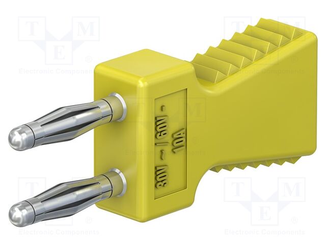 Connector: 2mm banana; stackable safety shunt; 10A; yellow; 60VDC