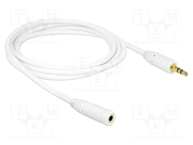 Cable; Jack 3.5mm 3pin socket,Jack 3.5mm 3pin plug; 2m; white