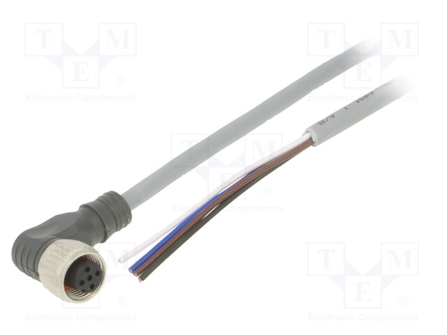 Connection lead; PIN: 4; angled; 2m; M12; 250VAC; 4A; Cores: 4; PUR