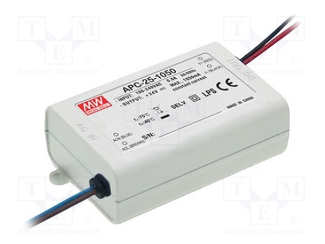 Power supply: switched-mode; LED; 25.2W; 9÷24VDC; 1050mA; IP42