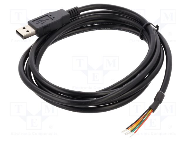 Cable; USB 2.0; wires,USB A plug; 1.8m; black; 26AWG