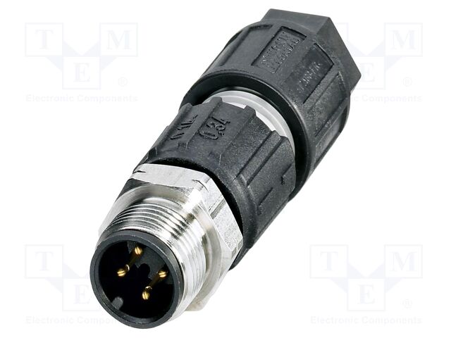 Connector: M12; plug; PIN: 4; 125V; straight; IP65; IDC; A code; 4A