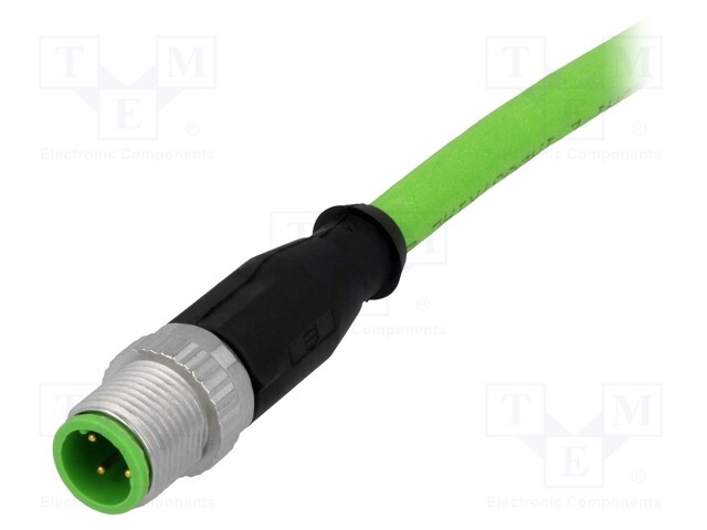 Plug; M12; PIN: 4; male; D code-Ethernet; 7.5m; Insulation: TPU