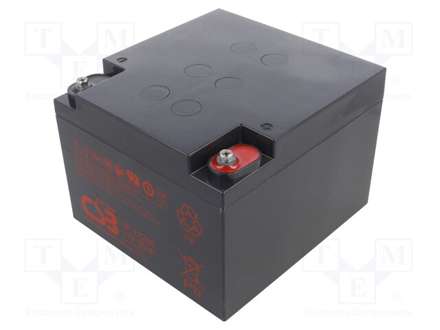 Re-battery: acid-lead; 12V; 26Ah; AGM; maintenance-free