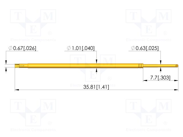 Test needle; Spring compression: 4.3mm; 6.35mm; 3A; steel; dagger