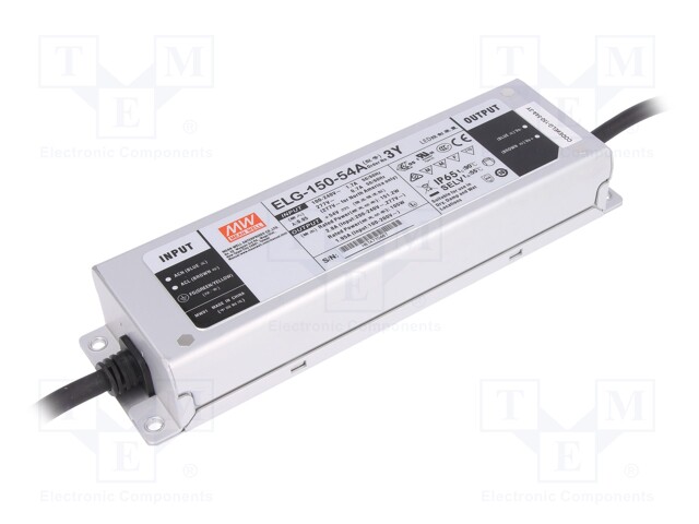 Power supply: switched-mode; LED; 151.2W; 54VDC; 49÷58VDC; IP65