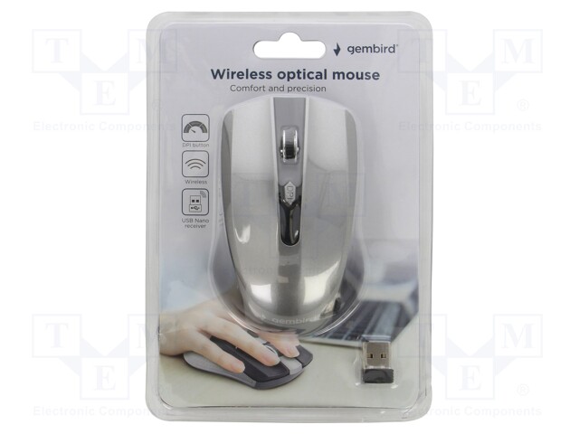 Optical mouse; black,mix colours,grey; USB A; wireless; 10m