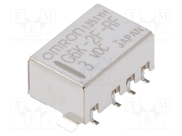 Relay: electromagnetic; DPDT; Ucoil: 3VDC; 0.3A/125VAC; 1A/30VDC