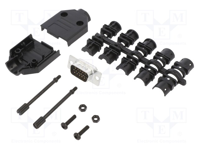 D-Sub HD; PIN: 15; male; unshielded; straight; soldering; for cable