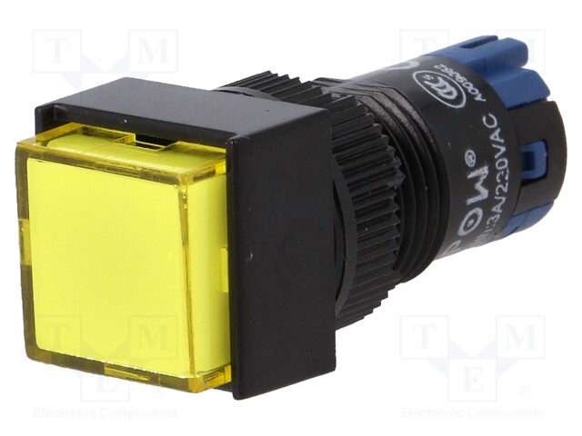 Switch: push-button; Pos: 2; SPDT; 0.5A/250VAC; 1A/24VDC; yellow