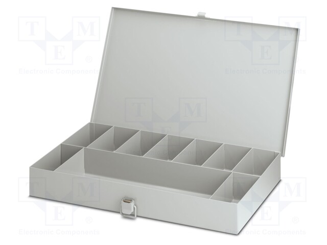 Container: compartment box; metal