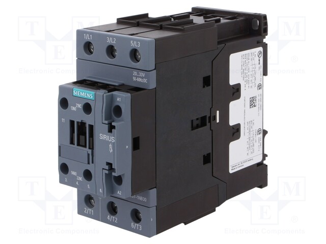Contactor: 3-pole; NO x3; Auxiliary contacts: NO + NC; 20÷33VAC
