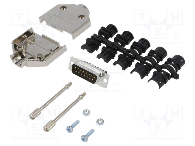D-Sub; PIN: 15; male; shielded,metalized; straight; screw terminal