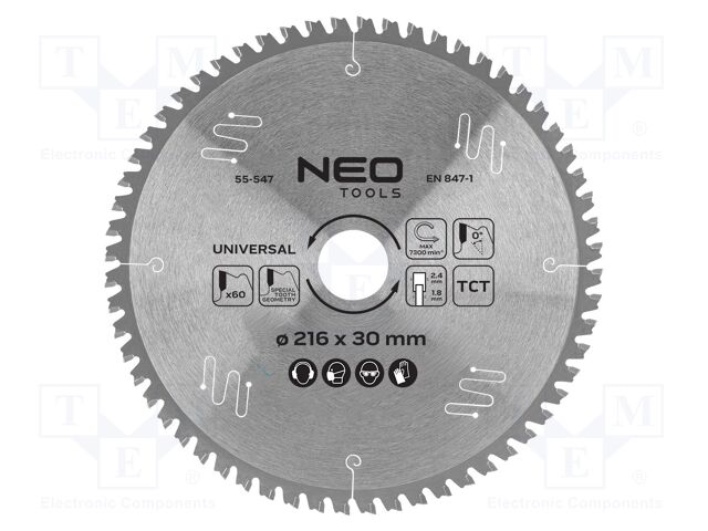 Circular saw; Ø: 216mm; Teeth: 60; cemented carbide; universal