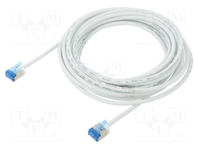 Patch cord; U/FTP; 6a; stranded; Cu; LSZH; white; 5m; 32AWG; -20÷75°C