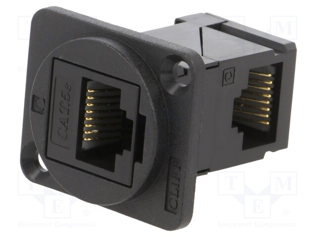 Coupler; FT; Cat: 5e; Layout: 8p8c; RJ45 socket,both sides; angled