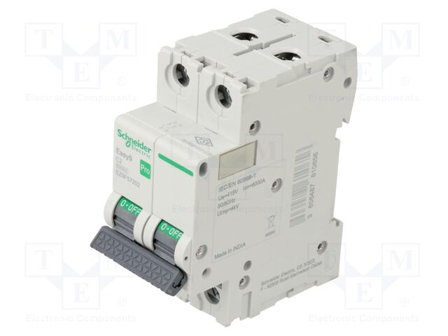Circuit breaker; 230/400VAC; Inom: 2A; Poles: 2; Charact: C; 6kA