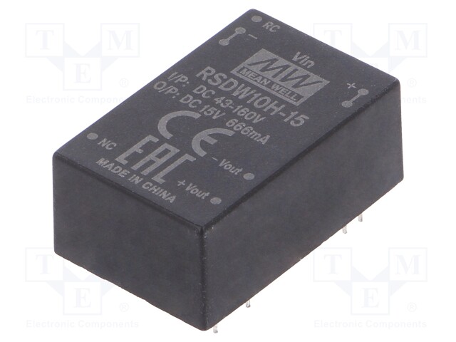 Converter: DC/DC; 10W; Uin: 43÷160V; 15VDC; Iout: 666mA; DIP24; 16g