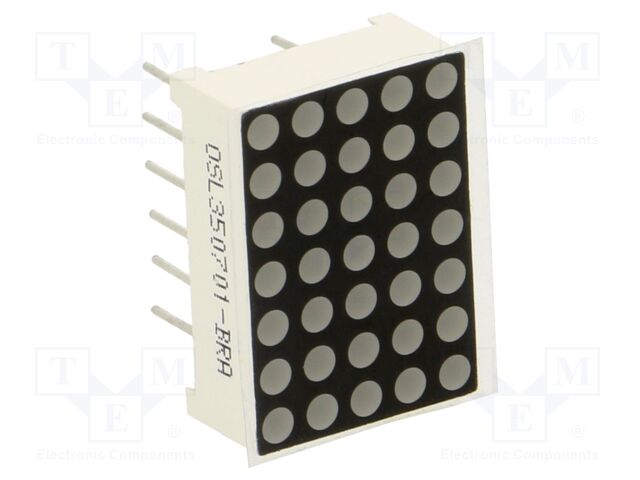Display: LED; matrix; 5x7; red; 100mcd; anode; 12.7x17.8x6.3mm