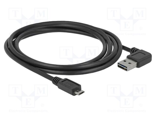 Cable; USB 2.0; gold-plated; 2m; black; 24AWG,28AWG; 480Mbps