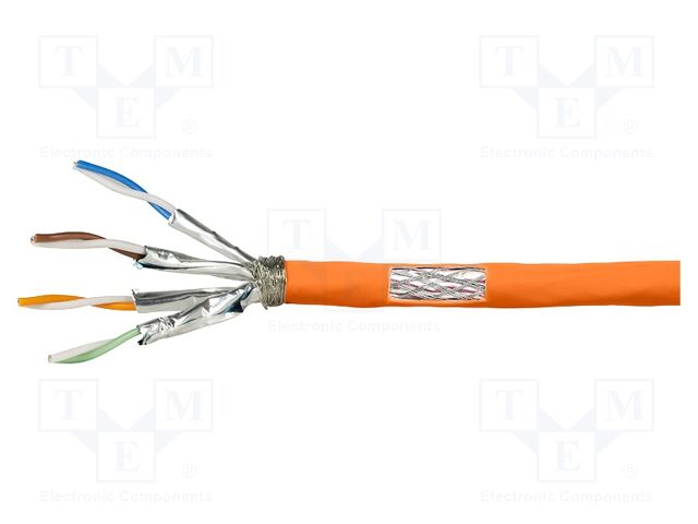 Wire; S/FTP; 4x2x23AWG; 7; wire; OFC; LSZH; orange; 100m; CPR: Dca