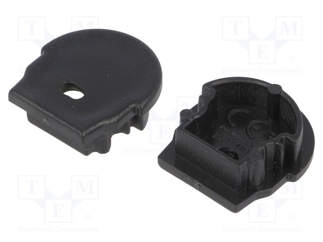 Cap for LED profiles; black; ABS; Application: UNI12; V: with hole