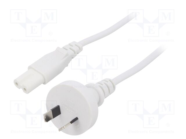 Cable; 2x0.75mm2; AS/NZS 3112 (I) plug,IEC C7 female; PVC; 3m