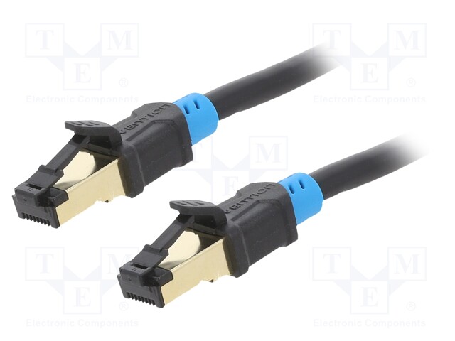 Patch cord; S/FTP; 6; Cu; PVC; black; 0.75m; RJ45 plug,both sides