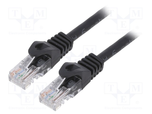 Patch cord; U/UTP; 6; stranded; CCA; PVC; black; Len: 5m; 26AWG