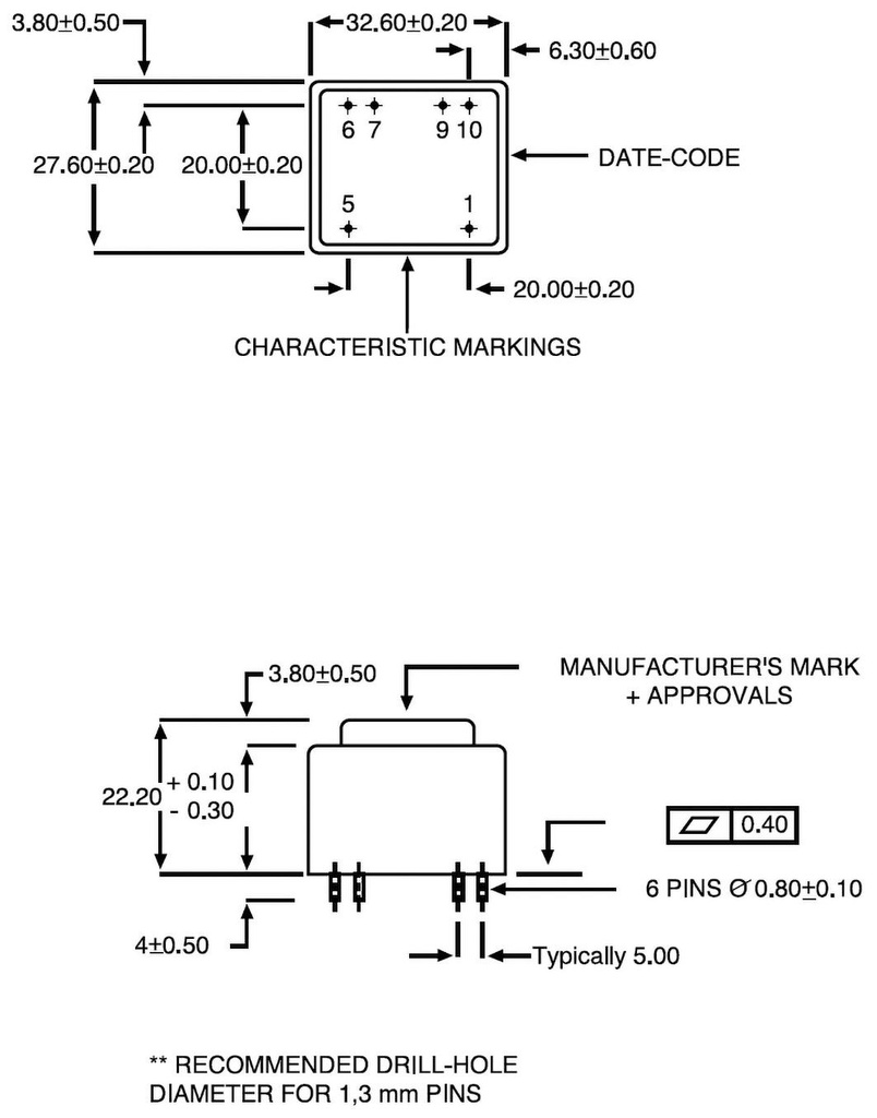 Transformer: encapsulated; 1.8VA; 230VAC; 6V; 300mA; Mounting: PCB